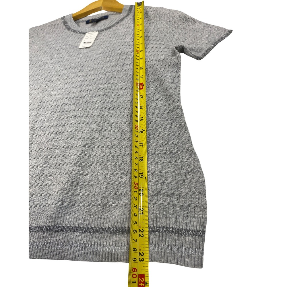 Brooks Brothers Merino Wool Blend Short Sleeve Sweater Grey Metallic Small NWT - Picture 8 of 9